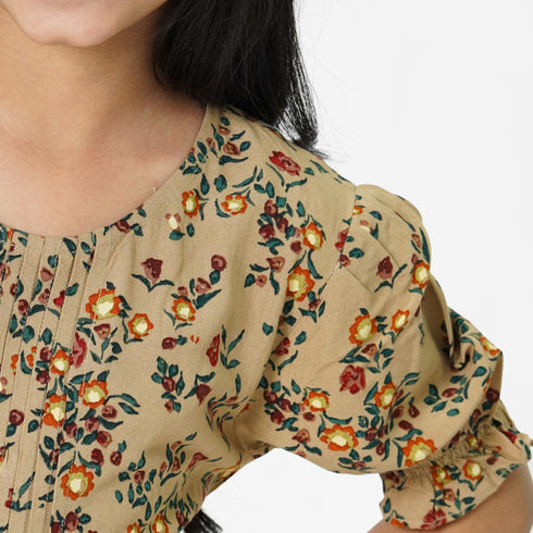 Brown Printed Dress